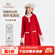 英氏（YEEHOO）女童連衣裙兒童春季長(cháng)袖裙子女孩針織裙含羊毛學(xué)院風(fēng)春裝中大童裝 甜心蝶語(yǔ)-紅色 150