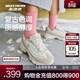 斯凱奇（Skechers）卷毛熊丨秋冬女鞋復古加絨保暖厚底增高休閑運動(dòng)老爹鞋 紫薯燕麥/NAT 38