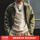 馬登復古簡(jiǎn)約休閑撞色巴爾瑪肯工裝風(fēng)衣重磅寬松中長(cháng)款大衣外套男秋季 軍綠色 M
