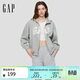 蓋璞女裝秋季款logo雪尼爾繡標寬松抓絨連帽衫衛衣792498