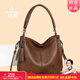 袋鼠卡拉品牌女包2026春季新款時(shí)尚軟皮包手提包大容量通勤大氣中年媽媽包 棕黃（禮盒裝+手包+卡包）