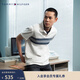 Tommy Hilfiger【休閑撞色】春夏男裝純棉商務(wù)條紋字母翻領(lǐng)短袖T恤POLO衫 米白色撞色AC0 M （推薦：135-150斤）