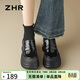 ZHR樂(lè )福鞋女英倫風(fēng)厚底粗跟單鞋女舒適圓頭百搭皮鞋女 J272 黑色 38 