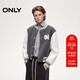 ONLY2025秋季新款撞色棒球夾克顯高短款羅紋針織棉服女|125422008 E52塔灰色 XS