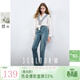 三彩2025秋款修身鉛筆褲牛仔褲高腰九分褲復古小個(gè)子M 霧霾藍 XL 170/76A