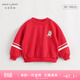 MARC&JANIE馬克珍妮男童小龍人拉絨衛衣兒童新年紅半高領(lǐng)運動(dòng)上衣秋冬232080 中國紅 120