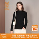 鹿王羊絨衫女100%山羊絨針織衫打底衫半高領(lǐng)氣質(zhì)輕薄毛衣修身純色百搭 玄石黑 L 170/88A