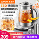 蘇泊爾（SUPOR）養生壺煮茶器2L玻璃花茶壺316L不銹鋼恒溫電水壺燒水壺保溫煮茶壺多功能茶吧2000W大功率 2000w速沸 2L 【升級拉絲面板】