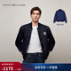 Tommy Hilfiger【雙面穿】秋冬男女休閑美式學(xué)院滿(mǎn)印棒球領(lǐng)飛行員夾克外套 藏青色/深藍色DW5 M （推薦：135-150斤）