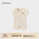 babylove嬰兒短袖連體衣夏季薄款衣服彩棉提花透氣哈衣爬服新生兒寶寶夏裝