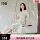 歐莎（OSA）清新V領(lǐng)碎花短袖連衣裙女夏季2025年新款輕薄收腰顯瘦裙子 杏底印花 S