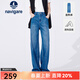 Navigare意大利小帆船女牛仔褲夏季薄款舒適透氣直筒褲時(shí)尚顯瘦休閑長(cháng)褲 牛仔藍 XL