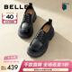 百麗（Belle）百搭牛津鞋女通商場(chǎng)同款通勤厚底小皮鞋B1Q1DCM4預售 黑色 38 (240mm)
