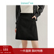 茵曼（INMAN）簡(jiǎn)約A字半身短裙氣質(zhì)高腰百搭顯瘦西裝黑裙子  星辰黑 M