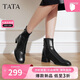 他她（TATA）（TATA）女靴子年冬季休閑百搭時(shí)尚低筒 黑色 37