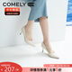 康莉（COMELY）單鞋女春季細跟尖頭高跟羊皮軟舒適底簡(jiǎn)約職業(yè)工作鞋 米白色 37 