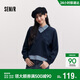 森馬（Semir）森柔|衛衣女春季短款假兩件條紋寬松翻領(lǐng)開(kāi)叉設計感101125116005