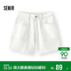 森馬（Semir）森柔|牛仔褲女夏季做舊半松緊腰短褲復古潮流直筒褲103325122001