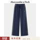 Abercrombie & Fitch【顯瘦百搭闊腿】小麋鹿圖案毛圈布運動(dòng)衛褲25秋冬女裝147-5117 海軍藍 XS (160/66A) 尺碼偏大，建議小一碼