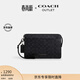 蔻馳（COACH）【專(zhuān)享直降】奧萊男士男包經(jīng)典標志老花拉鏈長(cháng)款手拿包錢(qián)包 QB/炭黑色/黑色