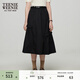 Teenie Weenie小熊女裝半身裙夏季甜酷黑色大擺裙不對稱(chēng)裙 黑色 S