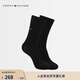 Tommy Hilfiger【兩雙裝】男裝經(jīng)典簡(jiǎn)約繡標商務(wù)休閑純色運動(dòng)微彈中筒襪子 黑色078 均碼
