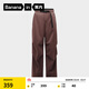 蕉內（Bananain）熱皮5系女士工裝闊腿長(cháng)褲子休閑運動(dòng)褲秋冬季加厚加絨寬松女裝 【厚絨款】紫褐棕 M
