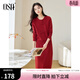 歐莎（OSA）新中式紅色針織套裝2025年秋季新款女國風(fēng)上衣半裙兩件套 大紅色 M
