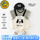 G.duck小黃鴨童裝嬰兒夏季薄款衣服純棉套裝新款男寶寶衣服新生兒連體衣 條紋小狗（單件哈衣） 66cm 66碼適合3-6個(gè)月(10-13斤)