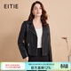 愛(ài)特愛(ài)（EITIE）復古氣質(zhì)斜拉鏈修身顯瘦羊皮外套秋冬新款真皮皮衣女7593203 極簡(jiǎn)黑20 L 165