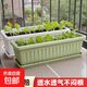 塑料花盆加大特大號 陽(yáng)臺仿陶瓷苗木盆景育苗盆長(cháng)方形養花種菜盆 綠色-種菜盆帶托 400#長(cháng)40cm寬17.5cm高13cm