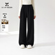 香影【羊毛+醋酸】黑色直筒褲女2025冬季新款松緊高腰寬松休閑褲 黑色 M 160/64A/95-110斤