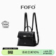 FOFO小號牛皮雙肩包女設計師高級感小眾通勤真皮單肩斜挎手提背包 黑色