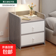 床頭柜現代簡(jiǎn)約小型置物架簡(jiǎn)易主臥室新款收納儲物柜床邊小柜子 【經(jīng)典款】雙抽 莫蘭迪灰+白色 開(kāi)放置物