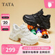 他她（TATA）泡泡奶油白色老爹鞋增高休閑鞋厚底百搭運動(dòng)鞋 AM5黑色（單） 36