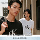 Calvin KleinJeans夏季男女情侶中性休閑通勤ck字母純色純棉寬松短袖T恤上衣
