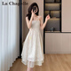 拉夏貝爾（La Chapelle）短袖雪紡連衣裙女裝2026年夏季新款時(shí)尚中長(cháng)款法式小個(gè)子夏天裙子 圖色 XL 【推薦110-125斤左右】