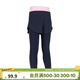 迪卡儂女童褲薄款緊身七分褲GYMG粉色假兩件7-8歲(123-130cm)-4277013