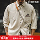 馬登工裝美式復古長(cháng)袖襯衫男印第安圖騰拼接口袋疊穿純棉襯衣春季 米白色 L