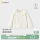 童泰（TONGTAI）女寶寶打底衫春秋季兒童衣服女童外出蕾絲領(lǐng)口針織上衣白色90cm