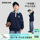 左西男童POLO領(lǐng)衛衣2026新款學(xué)院撞色兒童春裝中大童上衣 深藏青 150