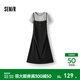 森馬（Semir）連衣裙女夏季純色短上衣褶皺收腰吊帶裙簡(jiǎn)約風(fēng)氣質(zhì)優(yōu)雅兩件套 黑灰色調00392 M