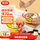 美麗雅玻璃飯盒圓形970ml上班族帶飯可微波爐 高硼硅大容量保鮮碗便當盒