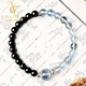 優(yōu)格麗天然黑曜石海藍寶手串女款水晶轉運珠手鏈情人節禮物 單圈 珠子6mm