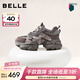百麗（Belle）機能風(fēng)拼接老爹鞋女2026春新商場(chǎng)同款厚底增高休閑鞋F1H1DAM6預售 紫色 38