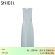 SNIDEL春夏簡(jiǎn)約毛邊圓領(lǐng)無(wú)袖后開(kāi)叉針織連衣裙SWNO251097 淺藍色 M (1)