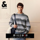 杰克·瓊斯（JACK&JONES）男裝毛針織衫百搭時(shí)尚漸變針織刺繡寬松圓領(lǐng)長(cháng)袖毛衣225425012 黑色花紗 常規 S （170）
