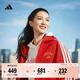 adidas金晨同款拒水潮流寬松加絨軟殼夾克外套女阿迪達斯輕運動(dòng)   淺猩紅   L