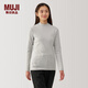 MUJI女式起毛羅紋編織半高領(lǐng)長(cháng)袖T恤上衣打底衫女款內搭冬季打底衣 淺灰色 S (155/80A)