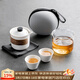 唐豐旅行茶具套裝戶(hù)外露營(yíng)隨身便攜式快客杯一壺二杯禮盒裝商務(wù)伴手禮 言啟玻璃快客二杯(白)